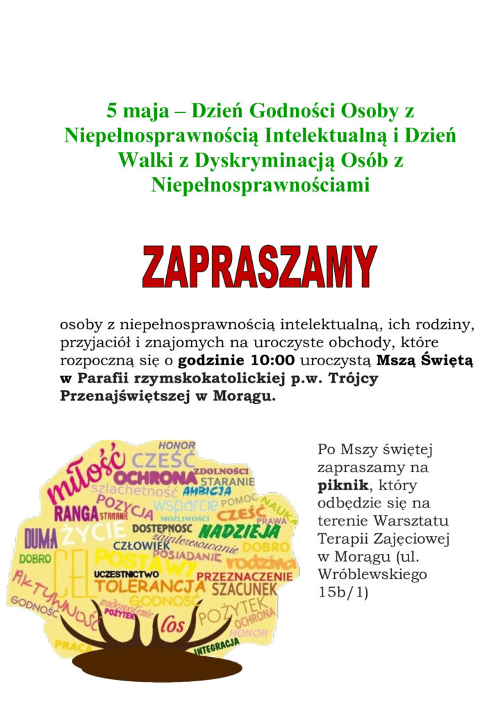 Read more about the article Zaproszenie na obchody Dnia Godności osób z Niepełnosprawnością Intelektualną